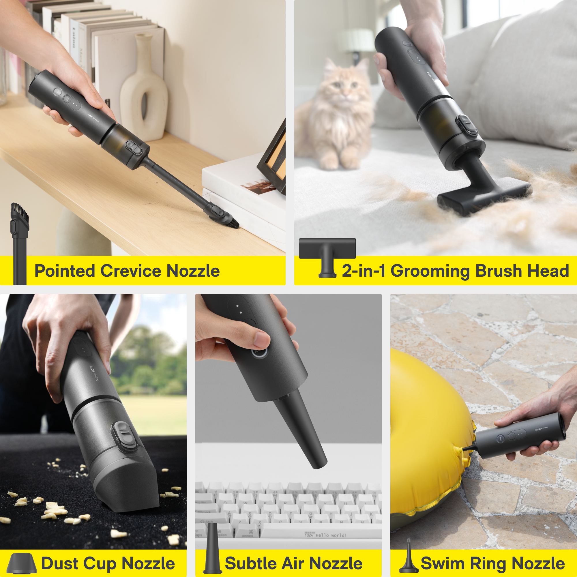 HOTO 4-in-1 Cordless Air Duster & Vacuum