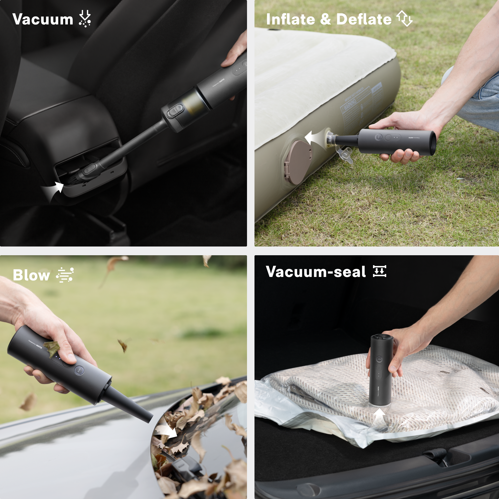 HOTO 4-in-1 Cordless Air Duster & Vacuum